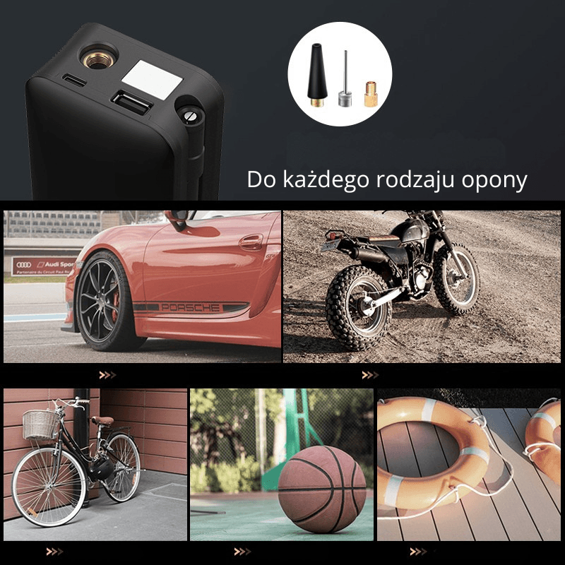 CARSUN Akumulatorowa pompka do opon